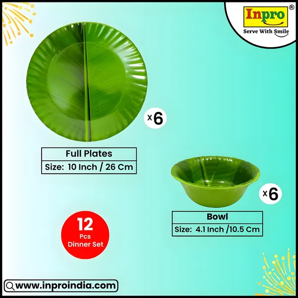 Green_12_Pcs_Melamine_Dinner_Set_Contains_6_Full_Plates_And_6_Bowls_|_Glossy_Finish_Full_Plates_&_Bowls_|_Perfect_For_Daily_Meals