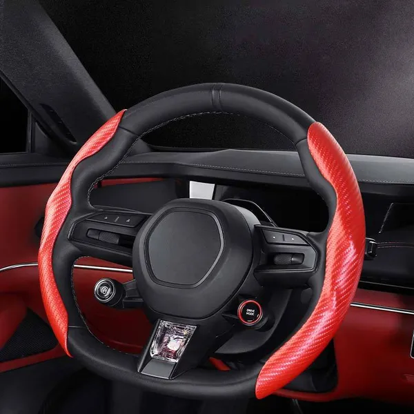 New_Carbon_Fiber_ABS_Texture_Steering_Wheel_Grip_Cover_for_Cars,_Safe_and_Non_Slip_Car_Interior_Accessory_(Carbon_RED)