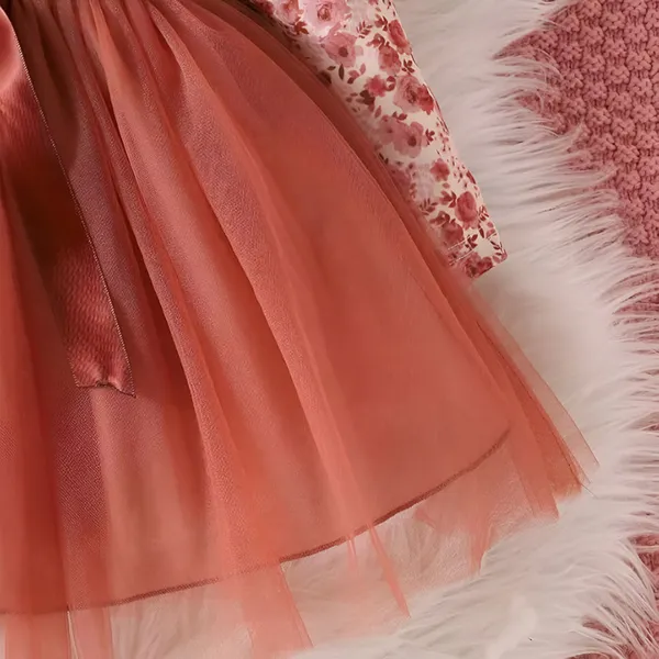 Brown_Radiant_Floral_Baby_Frock_&_Dress_A_Dazzling_Fit_And_Flare_Ensemble_For_Cherished_Celebrations_And_Special_Moments.