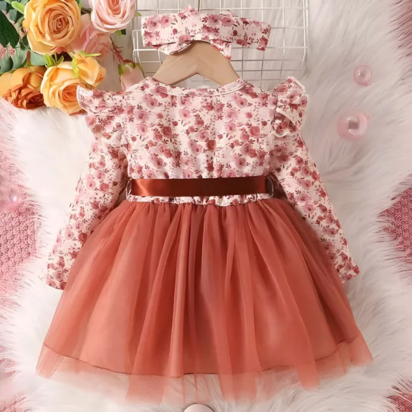 Brown_Radiant_Floral_Baby_Frock_&_Dress_A_Dazzling_Fit_And_Flare_Ensemble_For_Cherished_Celebrations_And_Special_Moments.