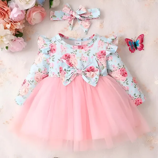 Light_Blue_Radiant_Floral_Baby_Frock_&_Dress_A_Dazzling_Fit_And_Flare_Ensemble_For_Cherished_Celebrations_And_Special_Moments.