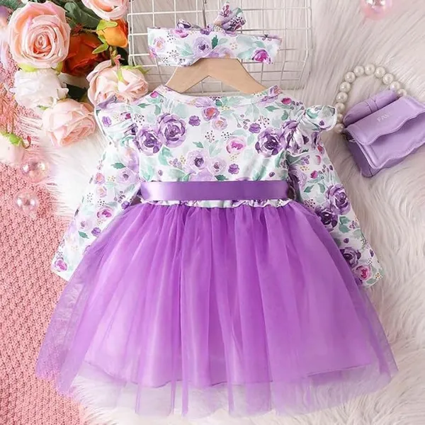 Purple_Radiant_Floral_Baby_Frock_&_Dress_A_Dazzling_Fit_And_Flare_Ensemble_For_Cherished_Celebrations_And_Special_Moments.