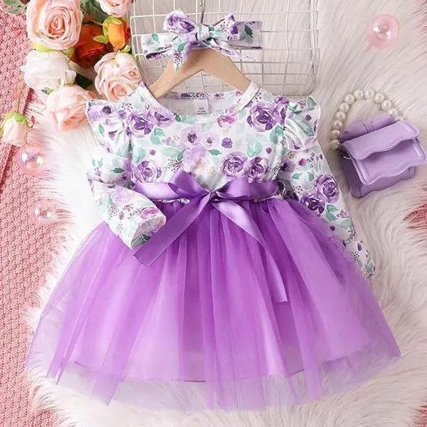 Purple_Radiant_Floral_Baby_Frock_&_Dress_A_Dazzling_Fit_And_Flare_Ensemble_For_Cherished_Celebrations_And_Special_Moments.