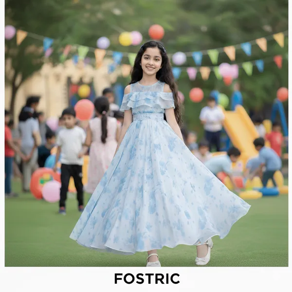 Blue_Girls_Casual_Floral_Round_Neck_Cap_Sleeves_Fit_And_Flare_Straight_Full_Length_Gown_Dress