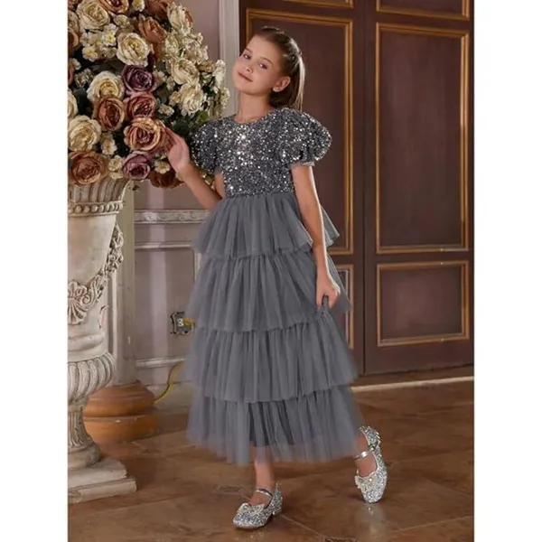 Grey_Girls_Casual_Floral_Round_Neck_Cap_Sleeves_Fit_And_Flare_Straight_Full_Length_Gown_Dress