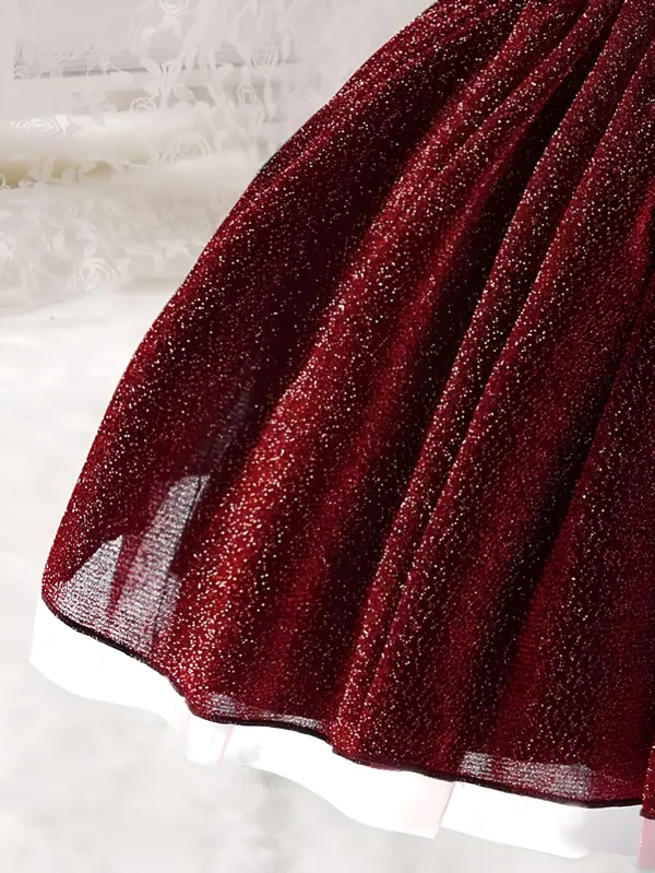 Maroon_Girls_Blue_Sparkle_Tulle_Frock_&_Glitter_Party_Dress_One-Shoulder_Bow
