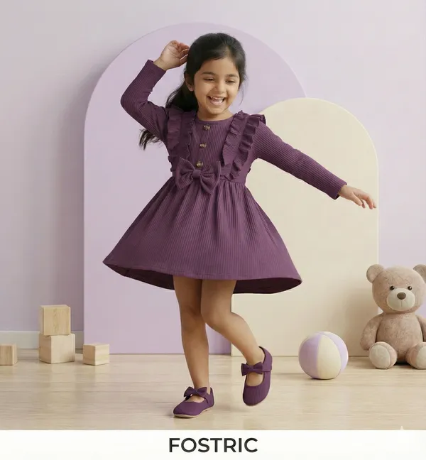 Wine_Black_Ribbed_Ruffle_Bow_Baby_Girl_Dress_&_Frock_Outfit_For_Special_Occasions