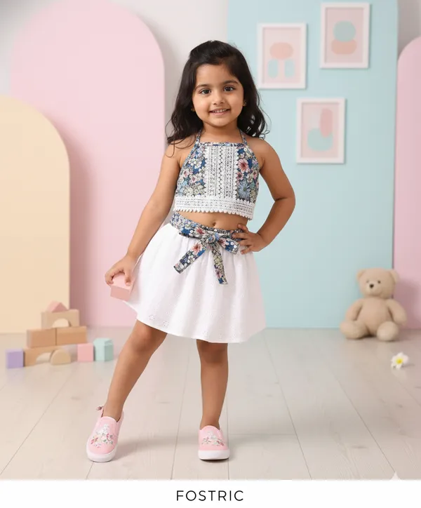 Blue_&_White_Enchanting_Floral_Baby_Frock_Dress_Set_|_Trendy_Two-Piece_Outfit_With_Eyelet_Skirt_&_Bow_|_Adorable_&_Stylish_Kids_Wear_For_Little_Angels.