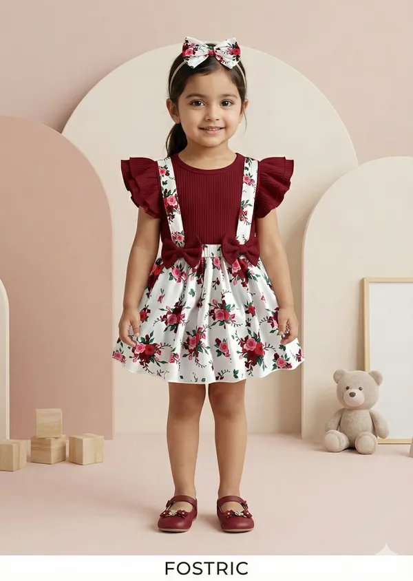 Maroon_Baby_Girls_Firefinch_Floral_Frock_&_Dress_Set_-_Adorable_Outfit_For_Little_Ones