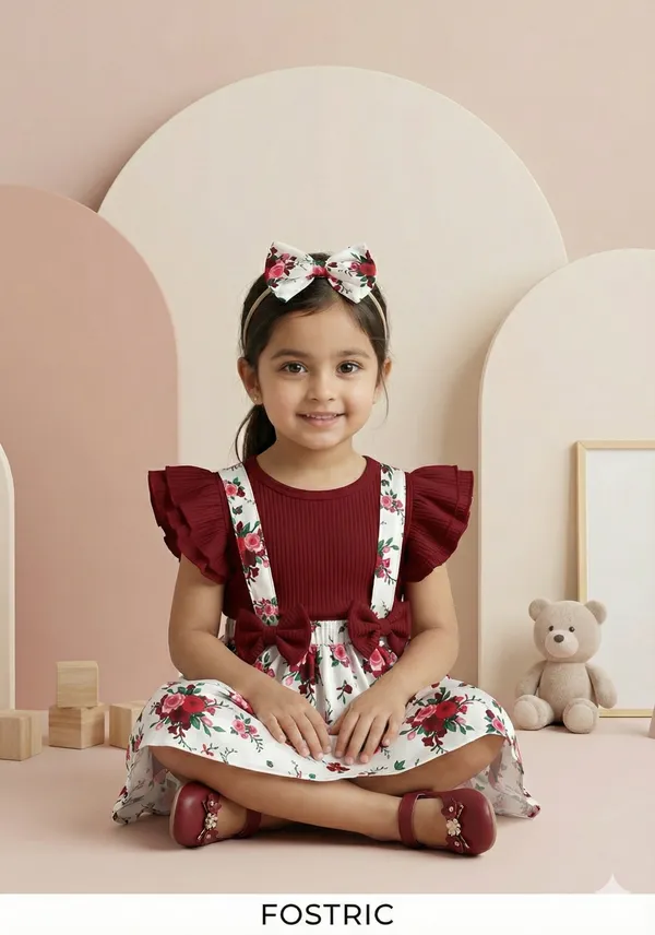 Maroon_Baby_Girls_Firefinch_Floral_Frock_&_Dress_Set_-_Adorable_Outfit_For_Little_Ones