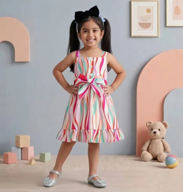 Captivating_Polka_Dot_Printed_Baby_Frock,_Elegant_Organza_Cotton_Puff_Sleeve_Kids_Dress_with_Peter_Pan_Collar_for_Little_Girls'_Celebrations_&_Style