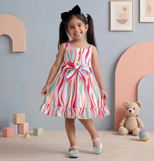 Captivating_Polka_Dot_Printed_Baby_Frock,_Elegant_Organza_Cotton_Puff_Sleeve_Kids_Dress_with_Peter_Pan_Collar_for_Little_Girls'_Celebrations_&_Style