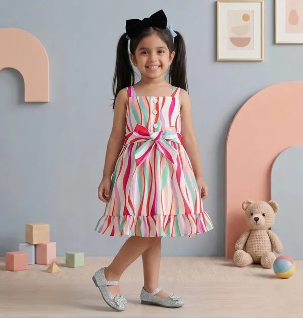 Captivating_Polka_Dot_Printed_Baby_Frock,_Elegant_Organza_Cotton_Puff_Sleeve_Kids_Dress_with_Peter_Pan_Collar_for_Little_Girls'_Celebrations_&_Style