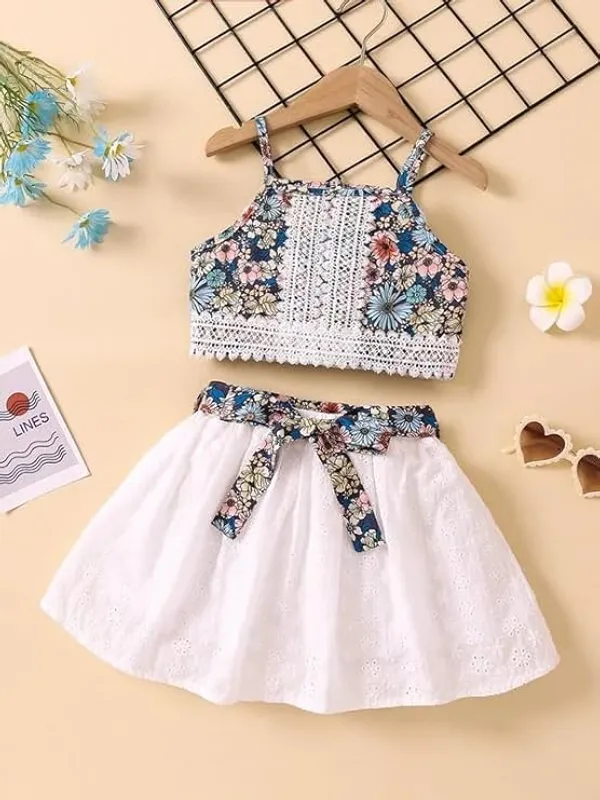 Blue_&_White_Enchanting_Floral_Baby_Frock_Dress_Set_|_Trendy_Two-Piece_Outfit_With_Eyelet_Skirt_&_Bow_|_Adorable_&_Stylish_Kids_Wear_For_Little_Angels.