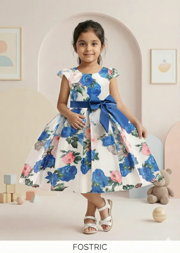 Toddler/Kids_Blue_Flower_Occasion_Dress
