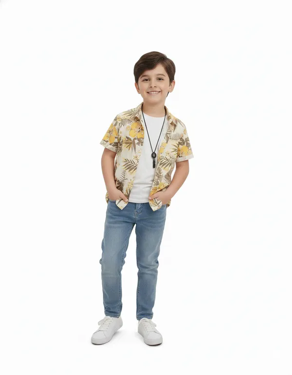 Fostric_Men's_Tropical_Floral_Cuban_Collar_Shirt