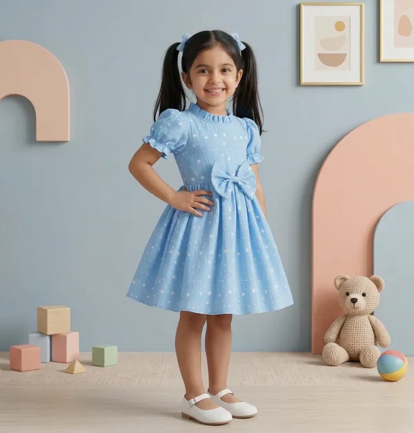 Whimsical_Star_Print_Baby_Frock_Dress_with_Ruffled_Collar_Frock