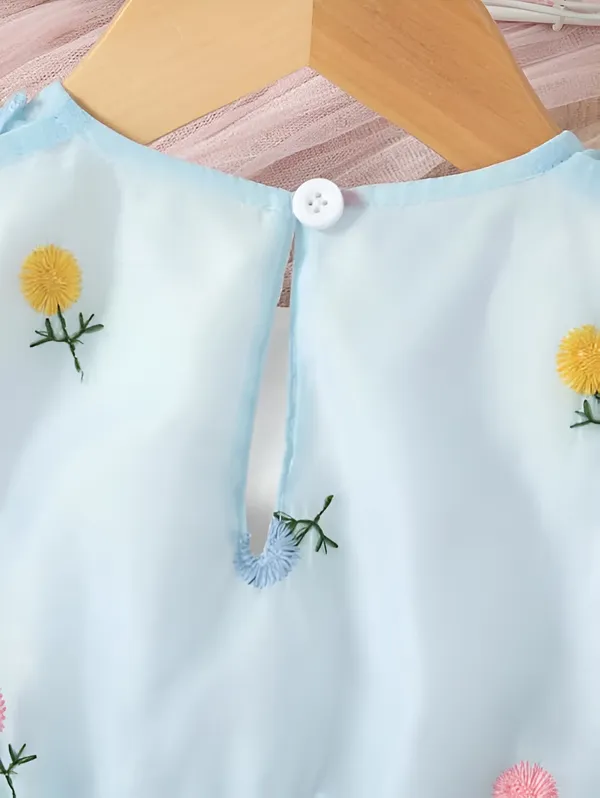 Blue_Girls_Adorable_Puff_Sleeve_Party_Dress_&_Frock_Printed_Knee-Length_Style