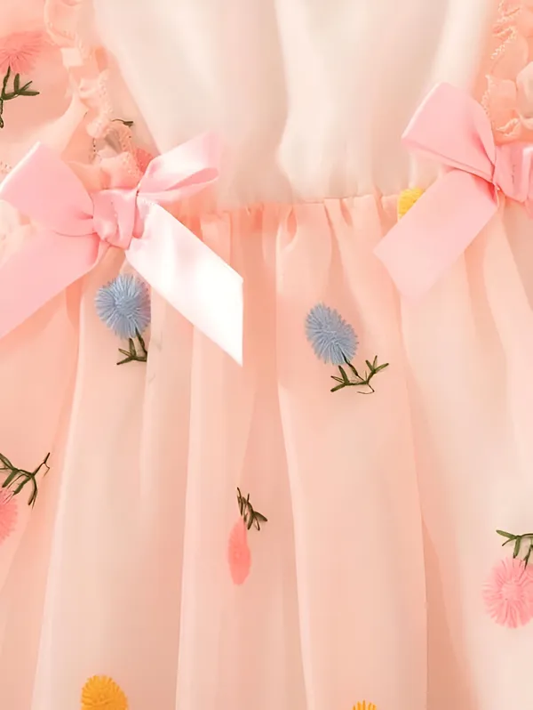 Peach_Girls_Adorable_Puff_Sleeve_Party_Dress_&_Frock_Printed_Knee-Length_Style