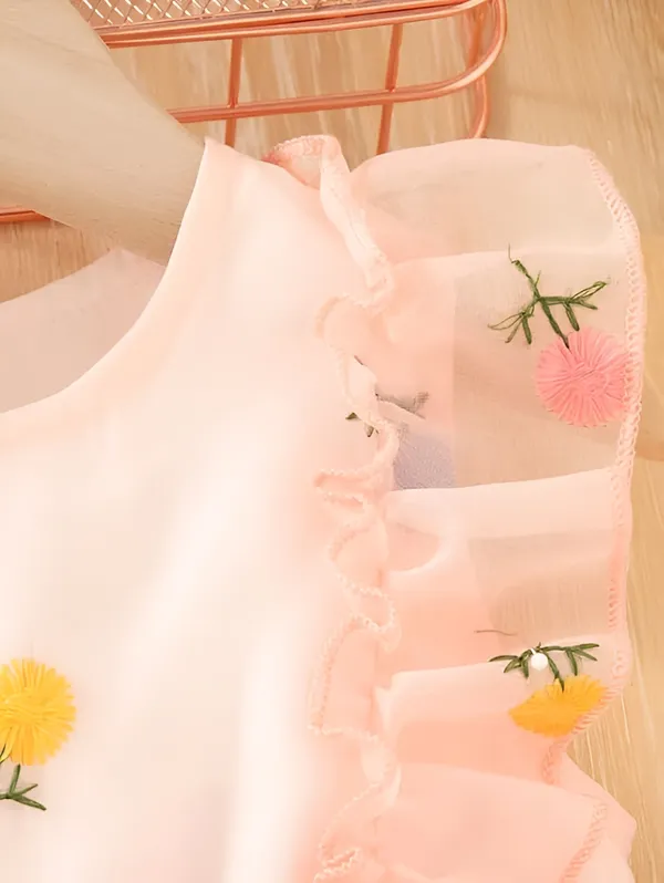 Peach_Girls_Adorable_Puff_Sleeve_Party_Dress_&_Frock_Printed_Knee-Length_Style