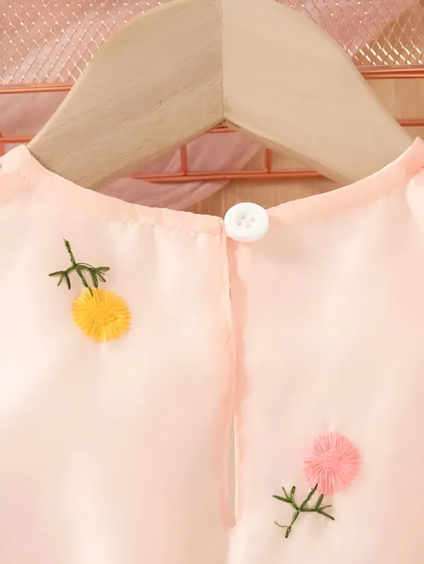 Peach_Girls_Adorable_Puff_Sleeve_Party_Dress_&_Frock_Printed_Knee-Length_Style