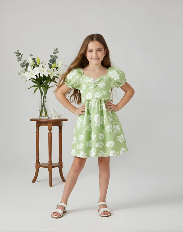 neon green puff sleeve dress Neon Dress – olive & lowe