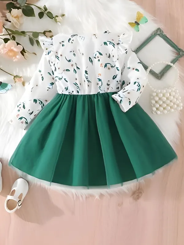 Green_Hen_Floral_Printed_Baby_Girl_Frock_Dress_-_Long_Sleeve_Net_A-Line_Party_Wear