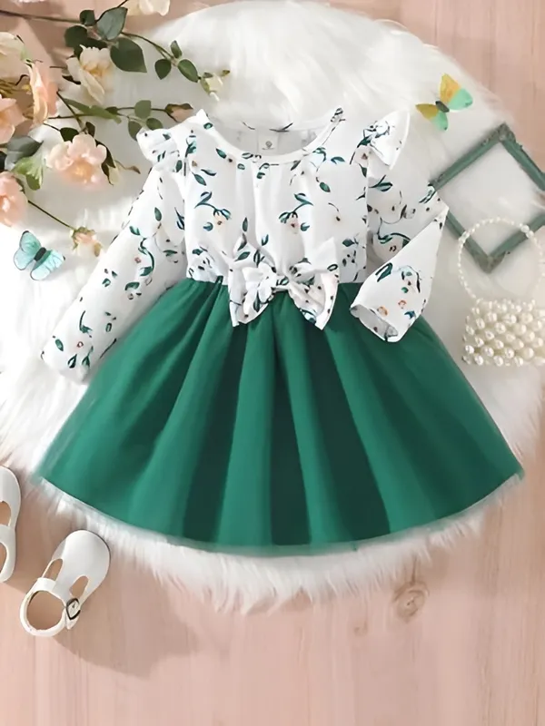 Green_Hen_Floral_Printed_Baby_Girl_Frock_Dress_-_Long_Sleeve_Net_A-Line_Party_Wear
