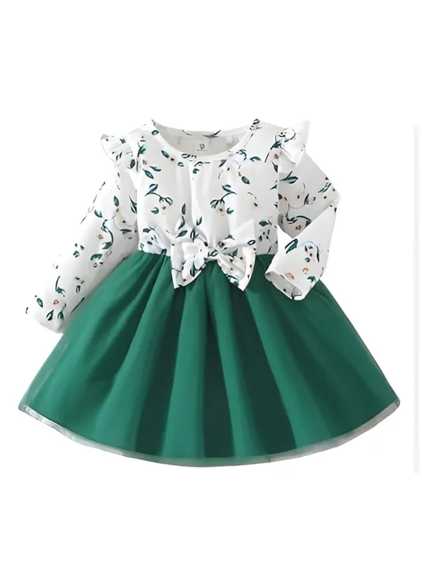 Green_Hen_Floral_Printed_Baby_Girl_Frock_Dress_-_Long_Sleeve_Net_A-Line_Party_Wear