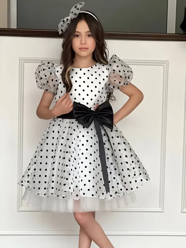 White_Charming_Polka_Dot_A-Line_Dress_&_Frock_For_Girls_-_Elegant_Party_Wear