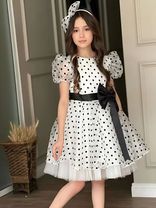 White_Charming_Polka_Dot_A-Line_Dress_&_Frock_For_Girls_-_Elegant_Party_Wear