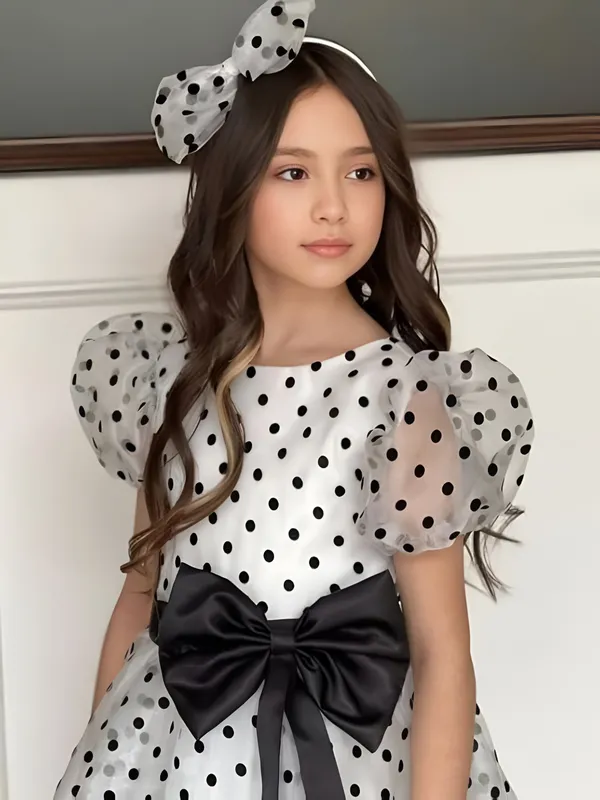White_Charming_Polka_Dot_A-Line_Dress_&_Frock_For_Girls_-_Elegant_Party_Wear