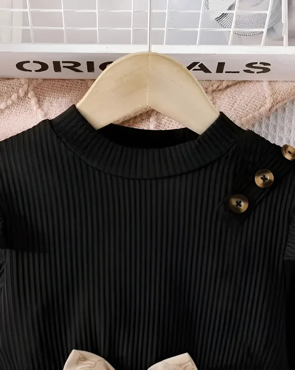 Black_Girls_Ribbed_Fit_&_Flared_Dress:_Elegant_Kids_Party_Frock_For_Every_Special_Occasion