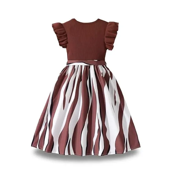 Brown_Baby_Girl_Fit_&_Flare_Knee-Length_Stripes_Printed_Short_Sleeve_Dress_Frock