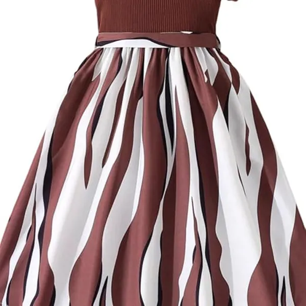 Brown_Baby_Girl_Fit_&_Flare_Knee-Length_Stripes_Printed_Short_Sleeve_Dress_Frock