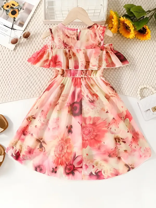 Multicolor_Fancy_Sleeve_Floral_Printed_Layered_Baby_Girl_Frock_&_Dress_For_Parties