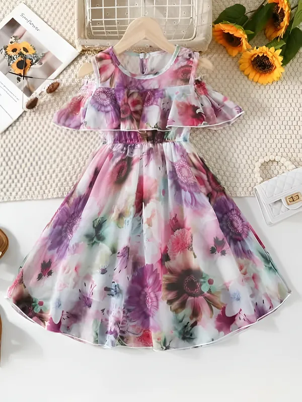 Multicolor_Purple_Fancy_Sleeve_Floral_Printed_Layered_Baby_Girl_Frock_&_Dress_For_Parties