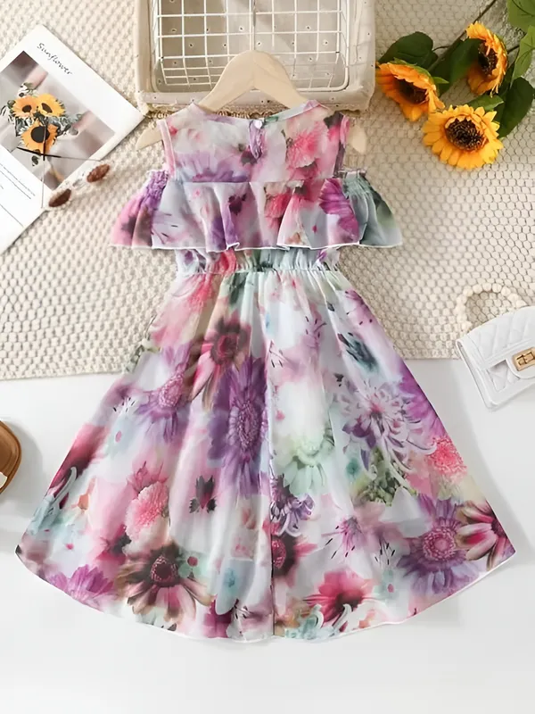 Multicolor_Purple_Fancy_Sleeve_Floral_Printed_Layered_Baby_Girl_Frock_&_Dress_For_Parties
