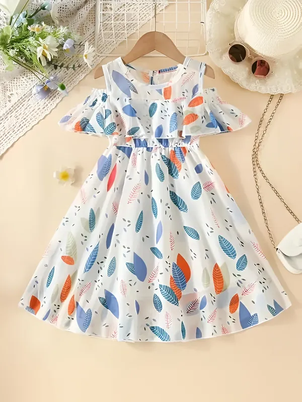 Multicolor_White_Fancy_Sleeve_Floral_Printed_Layered_Baby_Girl_Frock_&_Dress_For_Parties