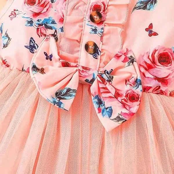Pink_Girls_Floral_Fit_And_Flare_Dress_|_Adorable_Ruffled_Bow_Baby_Toddler_Party_Frock