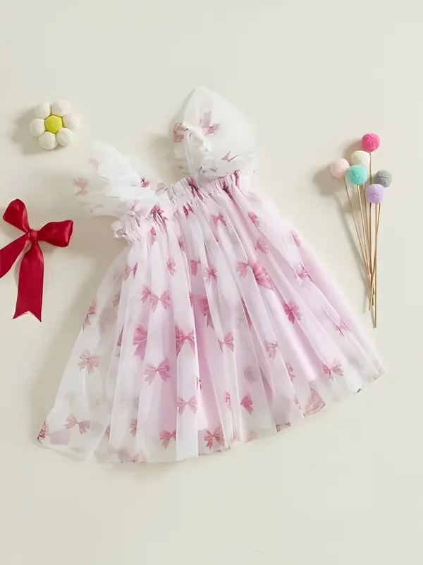 White_&_Pink_Girls_A-Line_Pink_Bow_Dress_&_Ruffle_Frock_-_Perfect_Party_Wear_&_Festive_Charm!