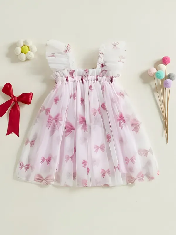 White_&_Pink_Girls_A-Line_Pink_Bow_Dress_&_Ruffle_Frock_-_Perfect_Party_Wear_&_Festive_Charm!
