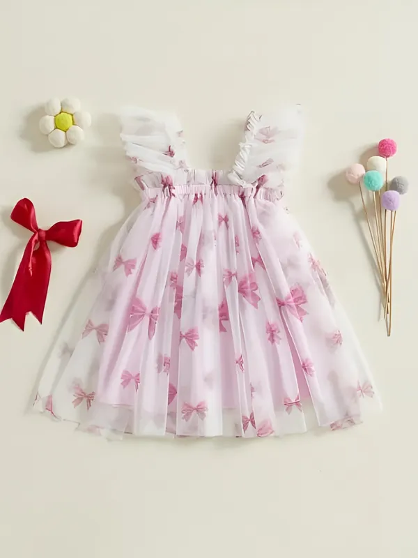 White_&_Pink_Girls_A-Line_Pink_Bow_Dress_&_Ruffle_Frock_-_Perfect_Party_Wear_&_Festive_Charm!