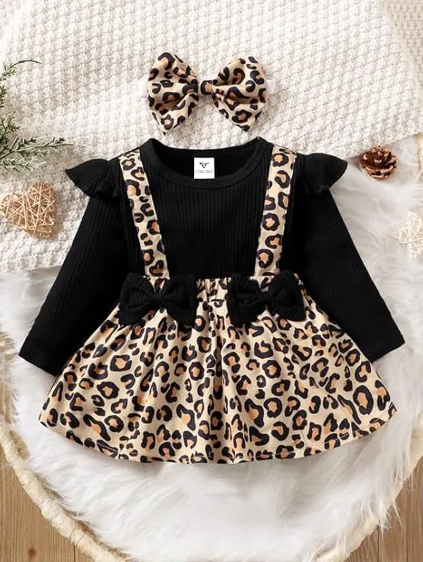 Black_Baby_Girls_Leopard_Print_Dress_&_Frock_|_Modal_Blend_Long_Sleeve_A-Line_Outfit_For_Kids