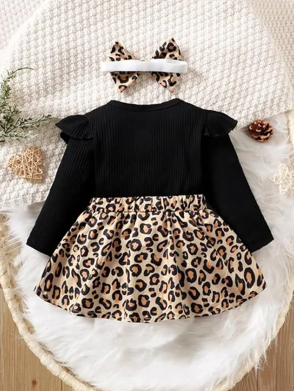 Black_Baby_Girls_Leopard_Print_Dress_&_Frock_|_Modal_Blend_Long_Sleeve_A-Line_Outfit_For_Kids