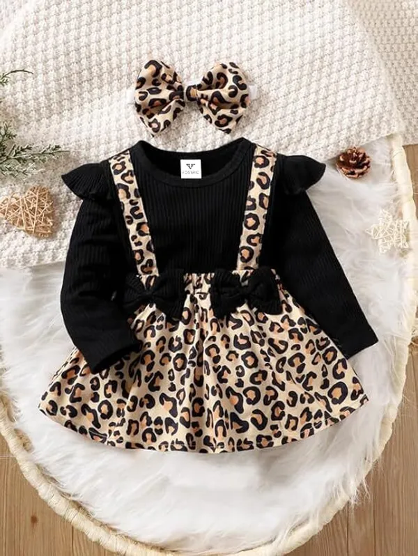 Black_Baby_Girls_Leopard_Print_Dress_&_Frock_|_Modal_Blend_Long_Sleeve_A-Line_Outfit_For_Kids