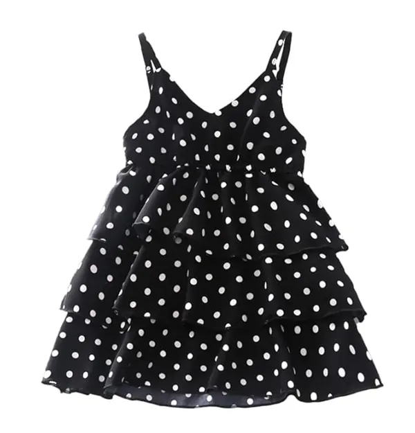 Black_Kids_Polka_Dot_Tiered_Dress_&_Frock_|_Sleeveless_Crepe_A-Line_Knee-Length_Outfit