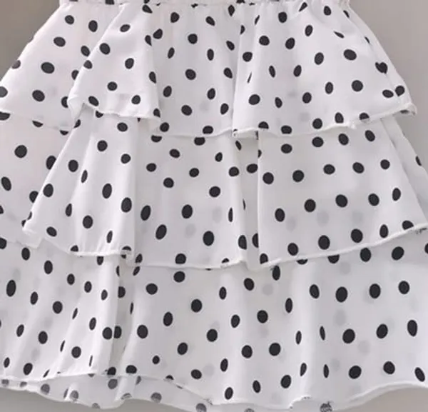 White_Kids_Polka_Dot_Tiered_Dress_&_Frock_|_Sleeveless_Crepe_A-Line_Knee-Length_Outfit