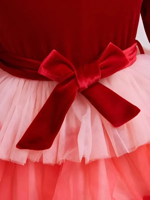 Red_Elegant_Velvet_Dress_&_Layered_Net_Frock_For_Little_Princesses