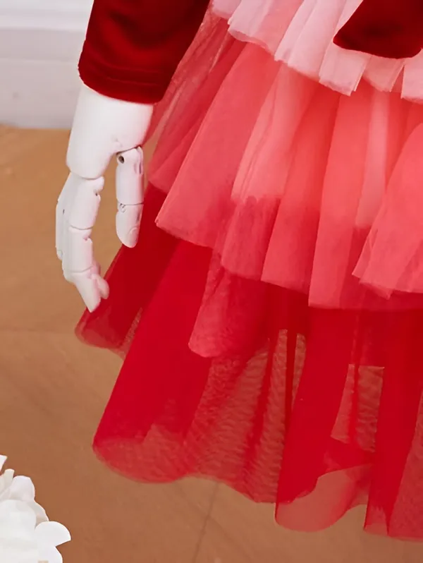 Red_Elegant_Velvet_Dress_&_Layered_Net_Frock_For_Little_Princesses